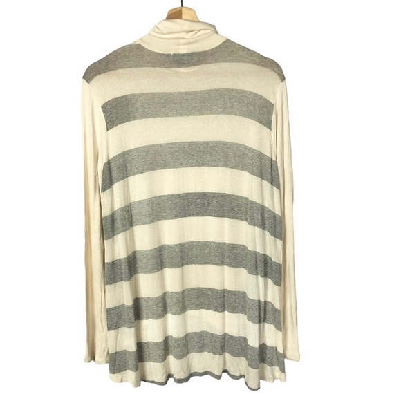 Three Dots Cream & Gray Stripe Mock Neck Long Sleeve XL - Picture 2 of 3